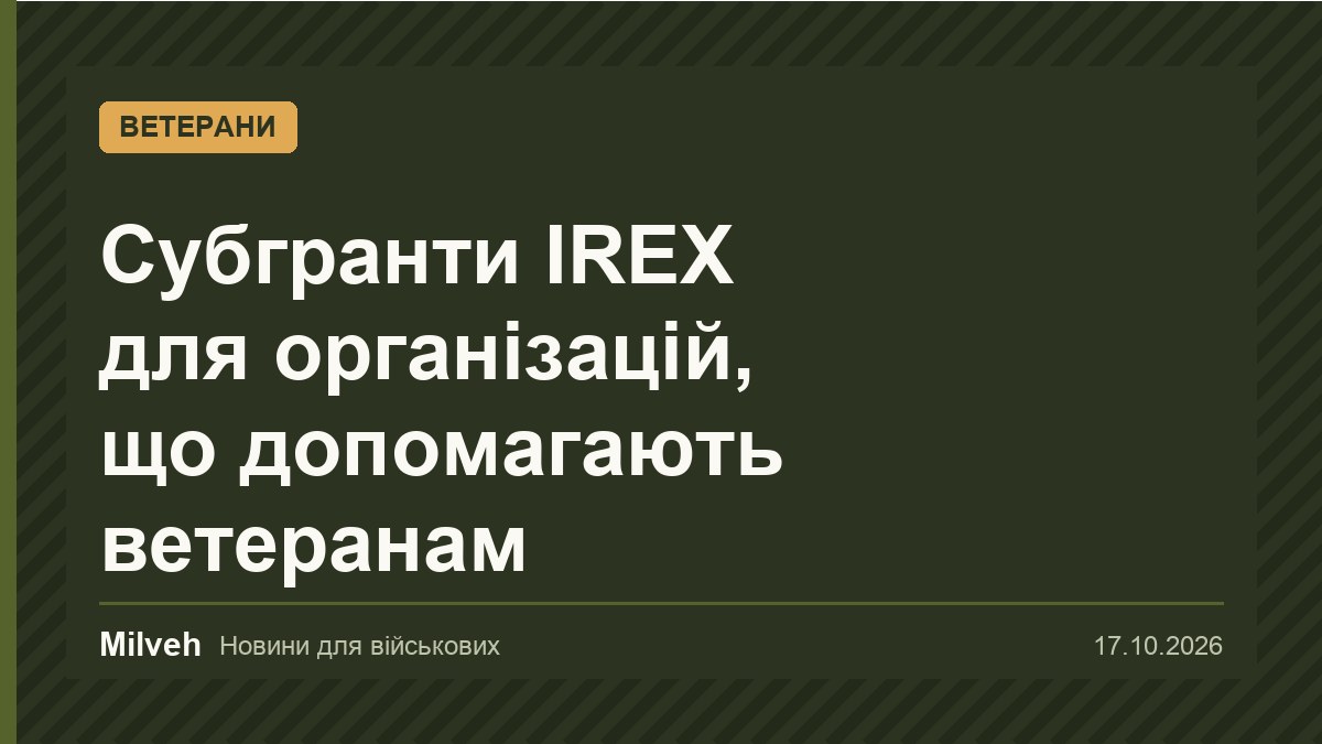 IREX оголосив конкурс субгрантів для організацій, що допомагають ветеранам у громадах